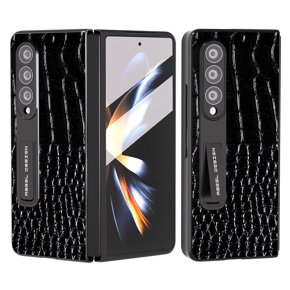 Pouzdro ABEEL pro Samsung Galaxy Z Fold4 5G na stojanu Originální hovězí kůže na PC s texturou na krokodýlí telefon Kryt na telefon s fólií Pouzdro ABEEL pro Samsung Galaxy Z Fold4 5G na stojanu Originální hovězí kůže na PC s texturou na krokodýlí telefon Kryt na telefon s fólií